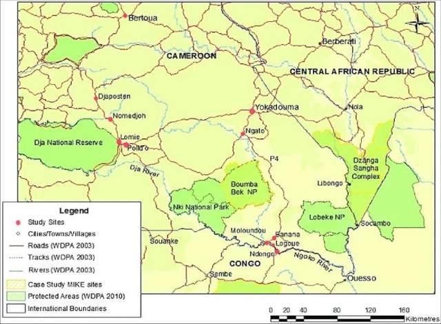 Mapa del Parque Nacional Boumba Bek
