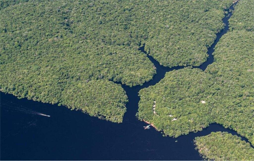 Panorámica del Parque Nacional Anavilhanas en Brasil