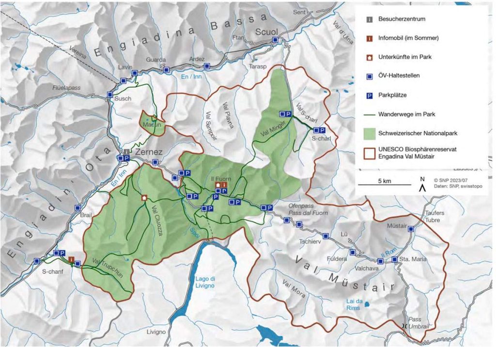 Mapa del Parque nacional Suizo