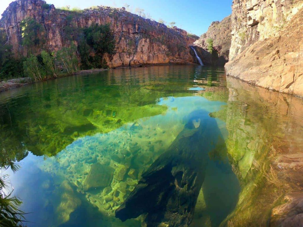 Piscines naturelles avec eau claire à Maguk (Barramundi)