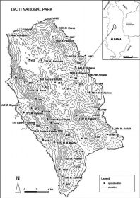 Carte géologique du parc national du mont Dajti, Albanie