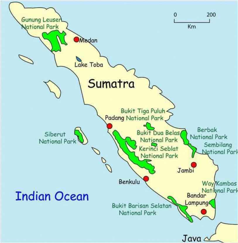 Nationalparks und Schutzgebiete von Sumatra (Indonesien)