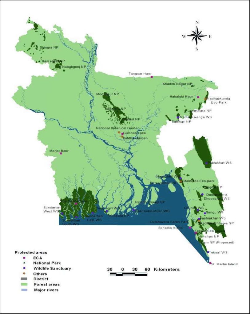Map of Bangladesh's protected areas
